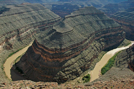 River bend through deep canyon