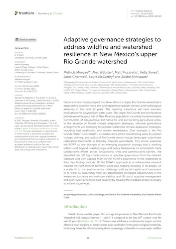 Adaptive governance strategies to address wildfire and watershed resilience in New Mexico’s upper Rio Grande watershed