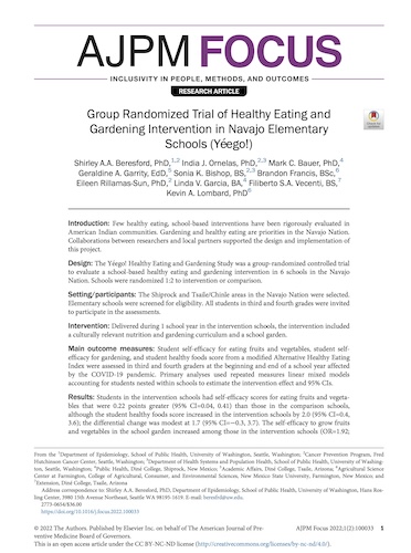 Group Randomized Trial of Healthy Eating and Gardening Intervention in Navajo Elementary Schools (Yéego!)