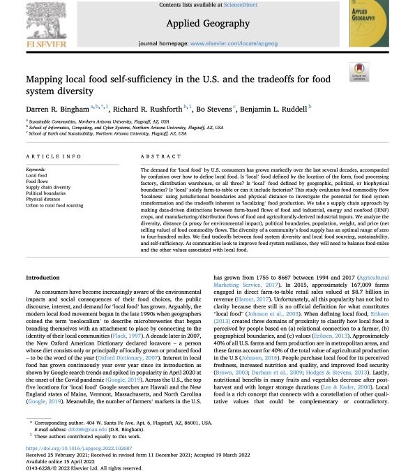Mapping local food self-sufficiency in the U.S. and the tradeoffs for food system diversity