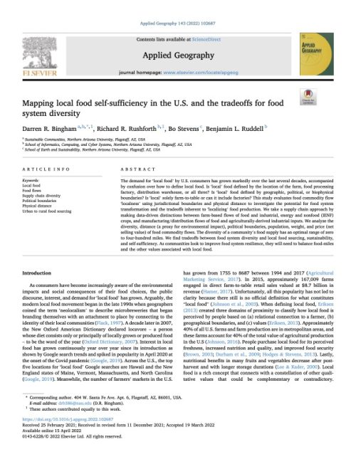 Mapping local food self-sufficiency in the U.S. and the tradeoffs for food system diversity