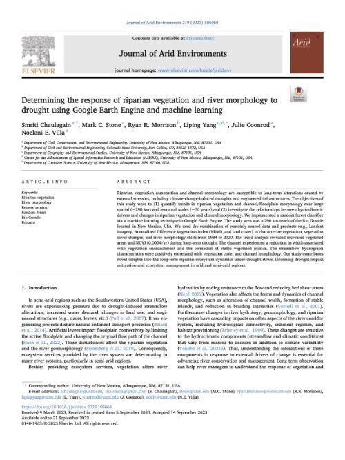 Determining the response of riparian vegetation and river morphology to drought using Google Earth Engine and machine learning