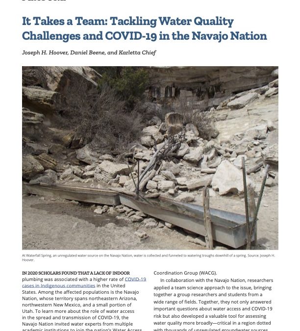 It takes a team: Tackling water quality challenges and COVID-19 in the Navajo Nation