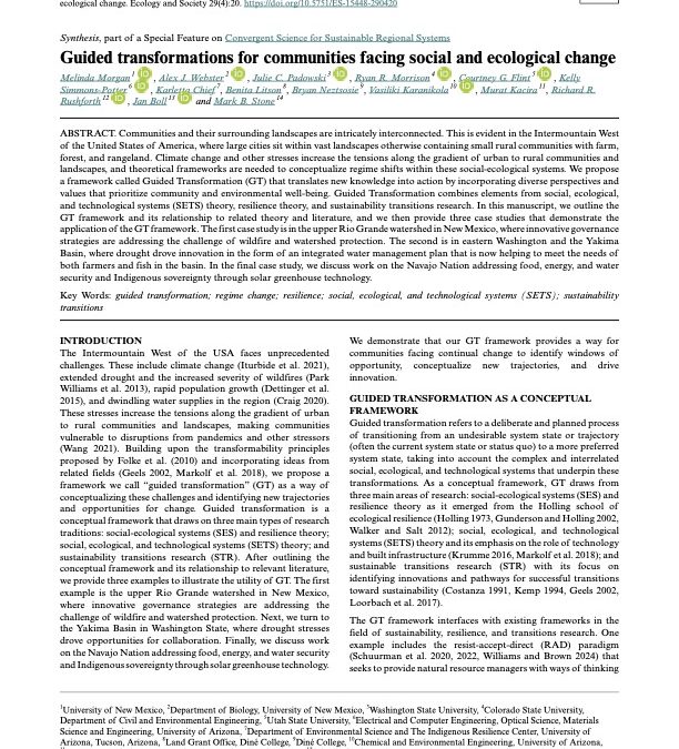 Guided transformations for communities facing social and ecological change