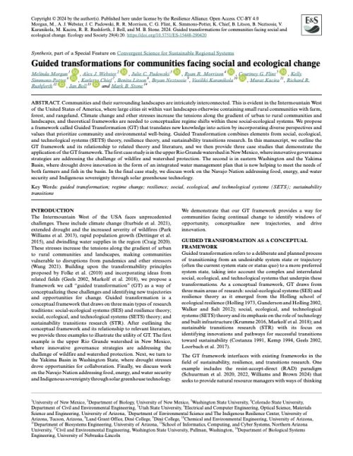 Guided transformations for communities facing social and ecological change