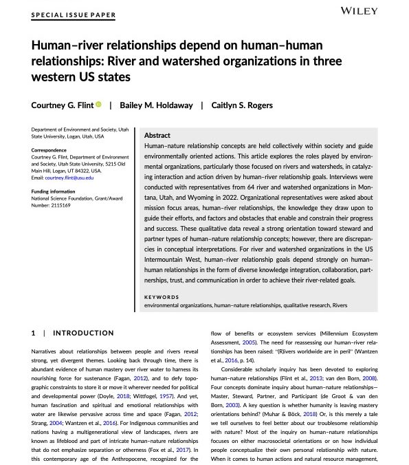 Human–river relationships depend on human–human relationships: River and watershed organizations in three western US states