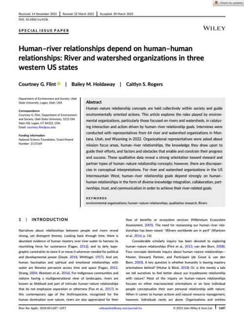 Human–river relationships depend on human–human relationships: River and watershed organizations in three western US states