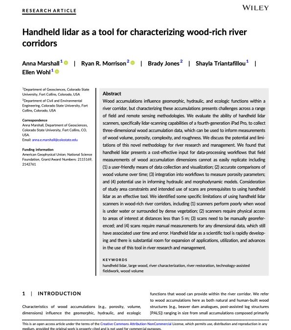 Handheld lidar as a tool for characterizing wood-rich river corridors