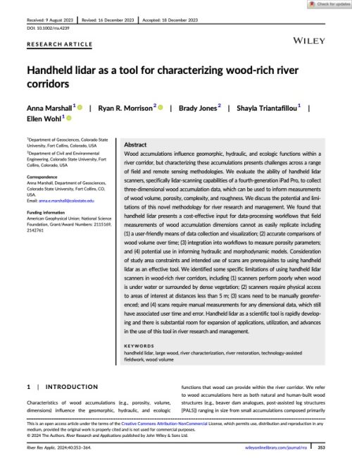 Handheld lidar as a tool for characterizing wood-rich river corridors