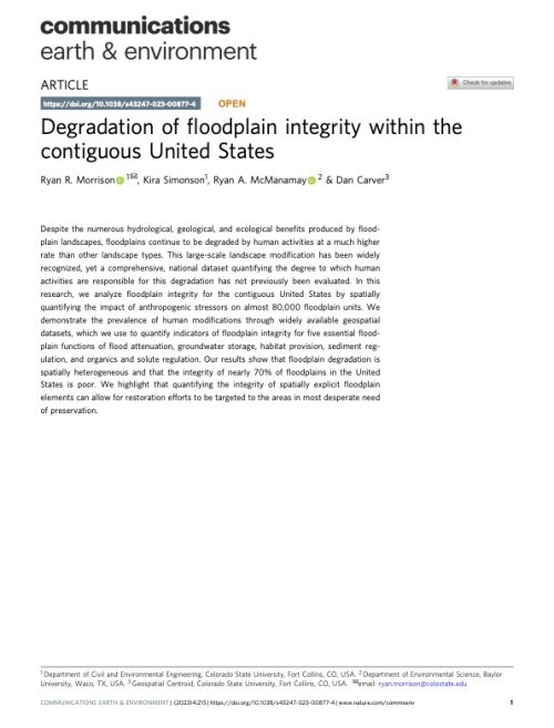 Degradation of floodplain integrity within the contiguous United States