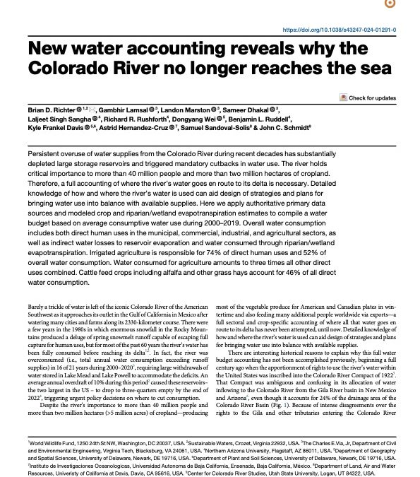 New water accounting reveals why the Colorado River no longer reaches the sea