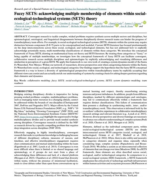 Fuzzy SETS: acknowledging multiple membership of elements within social-ecological-technological systems (SETS) theory