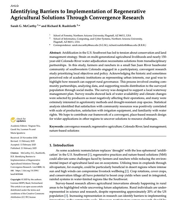 Identifying Barriers to Implementation of Regenerative Agricultural Solutions Through Convergence Research