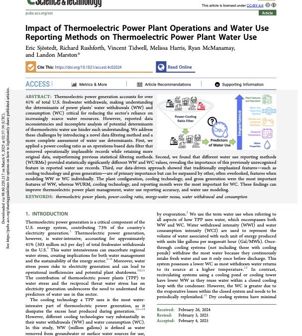 Impact of Thermoelectric Power Plant Operations and Water UseReporting Methods on Thermoelectric Power Plant Water Use