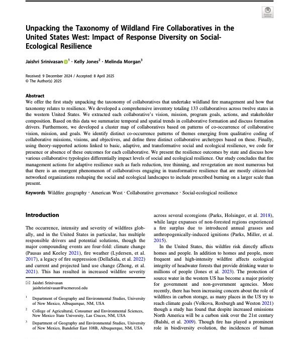 Unpacking the Taxonomy of Wildland Fire Collaboratives in the United States West: Impact of Response Diversity on SocialEcological Resilience
