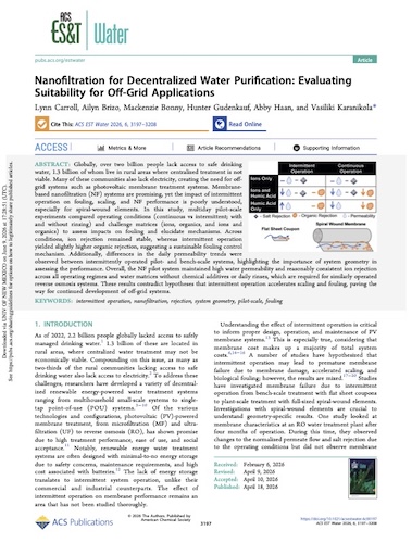Nanofiltration for decentralized water purification: Evaluating suitability for off-grid application